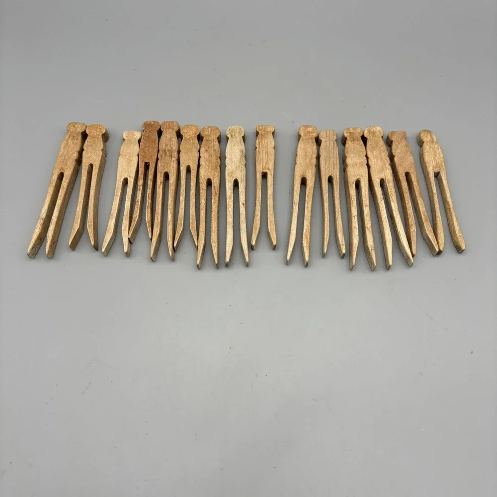 lot of 15 ClothesPins Wooden Laundry Crafts Hobby Outdoor USA Vintage Rustic